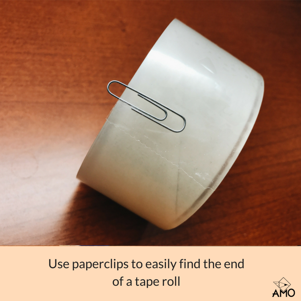 Image of Use paperclips to easily find the end of a tape roll